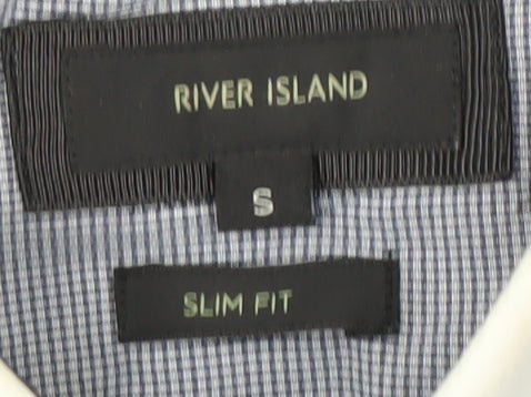 River Island Men's Blue Slim Fit Casual Shirt S