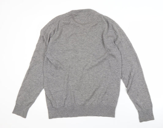 Tommy Hilfiger Men's Grey V-Neck Jumper XL