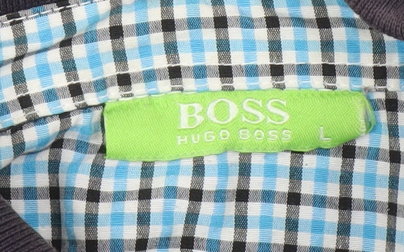 Hugo Boss Men's Black Check Polo Shirt L