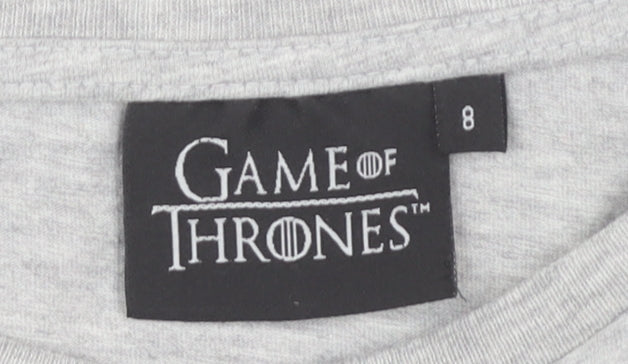 Womens UK Size 8 Game Of Thrones Grey Basic T-Shirt