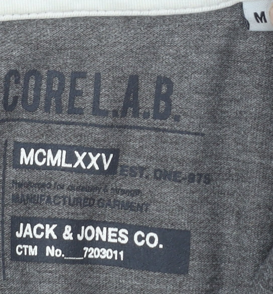 Jack & Jones Men's Grey Polo Shirt, Short Sleeve Casual