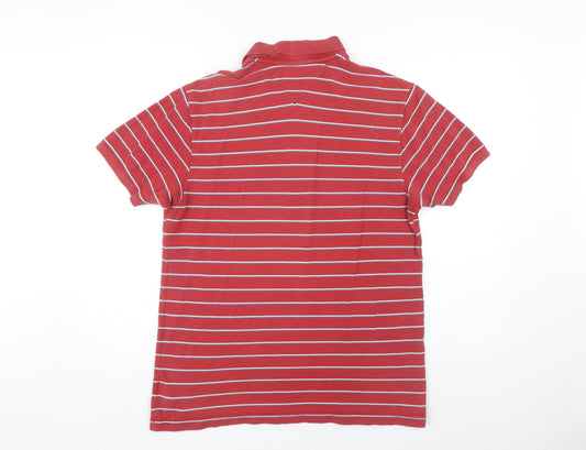 Hilfiger Denim Men's Red Striped Polo Shirt Large