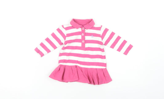 An Original Penguin Pink Striped Unisex Baby Dress, 3-6 M