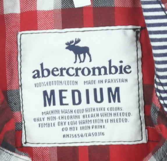 Abercrombie Boys Red Plaid Cotton Button-Up Shirt M