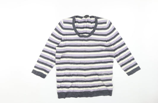 Additional front view of Jaeger Women's Multicoloured Striped Pullover M