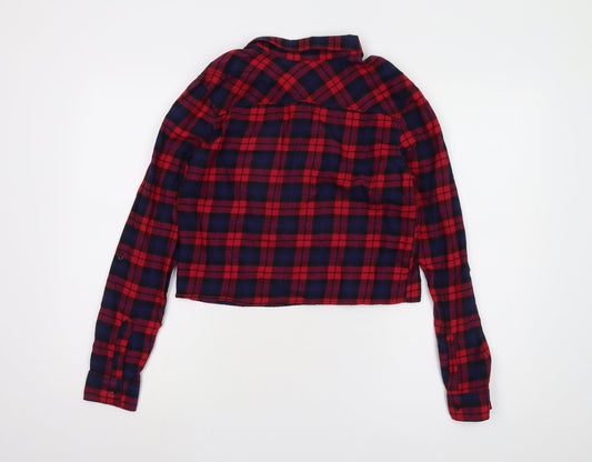 Womens UK Size 6 H&M Red Cropped Button-Up