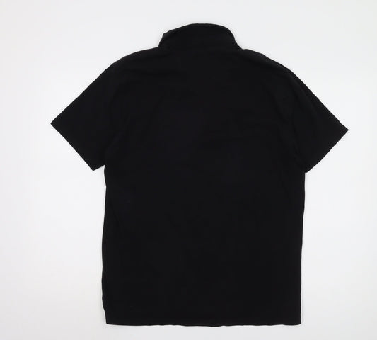 Next Men's Black Polo Shirt L Solid Easy Care Casual