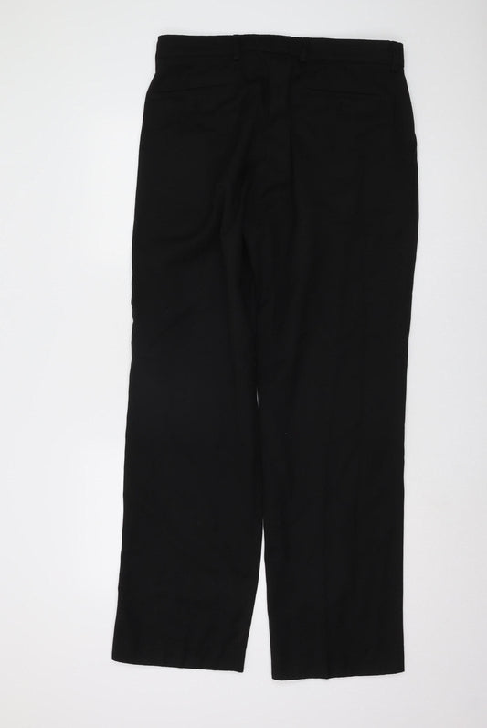 Next Men's Black Dress Pants 34 Regular Pleated