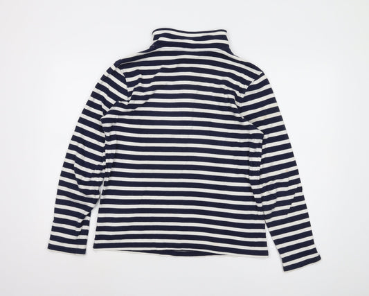 Cotton Traders Women's Navy Blue Striped Long T-Shirt