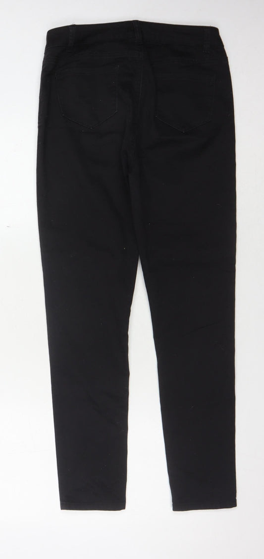 Peacocks Women's Black Skinny Jeans Size 12 with Button Closure