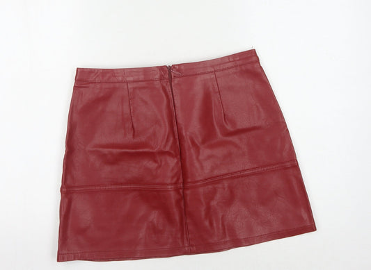 New Look Women's Red Short Pencil Skirt, Size 12