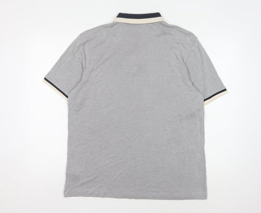Marks and Spencer Men's Grey Geometric Polo L