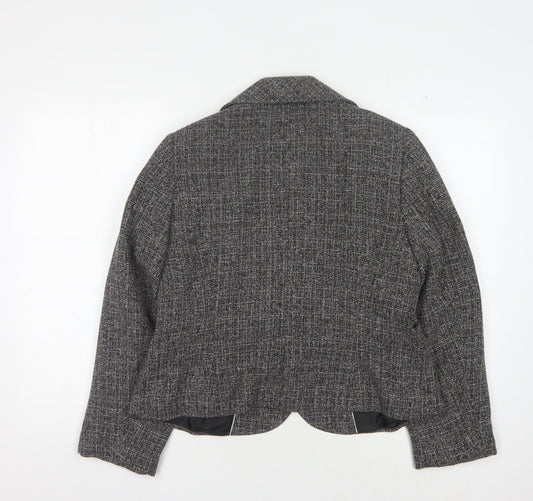 Marks & Spencer Women Grey Herringbone Blazer Size 16