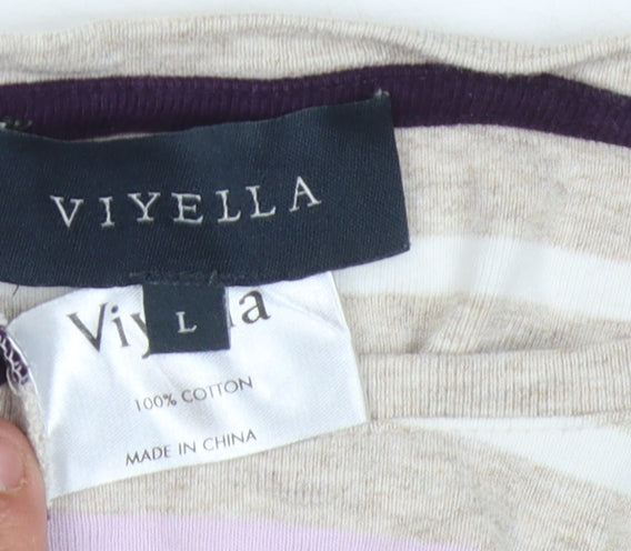 Womens UK Size L Viyella Multicoloured Basic T-Shirt