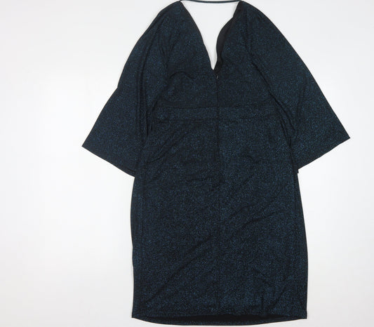 ASOS Women's Black Glitter V-Neck Party Dress Size 8