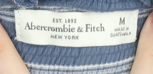 Abercrombie & Fitch Women's Blue Striped Off-Shoulder Blouse M