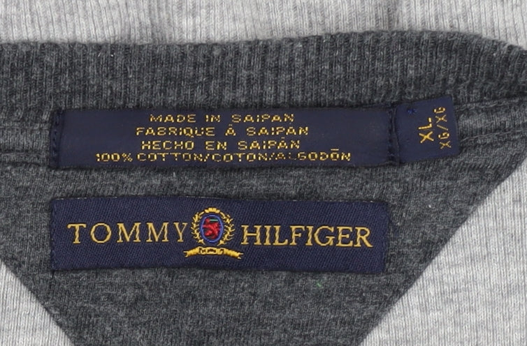 Tommy Hilfiger Men's Grey XL V-Neck Pullover Jumper