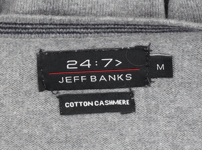 Jeff Banks Men's Grey V-Neck Pullover Jumper, Size M