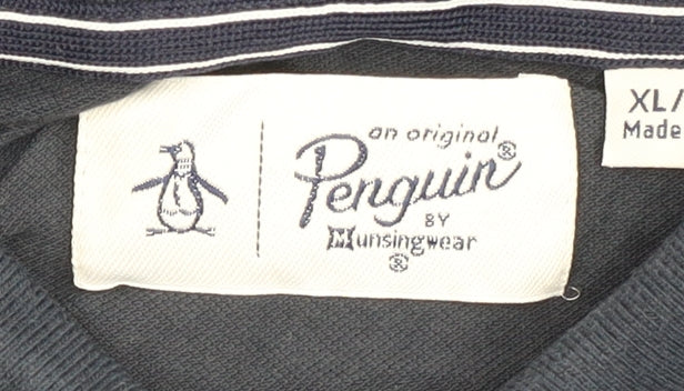 Original Penguin Men's Polo Blue XL Geometric Logo