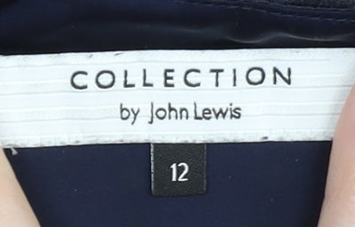 John Lewis Women's Blue A-Line Polka Dot Dress, Size 12