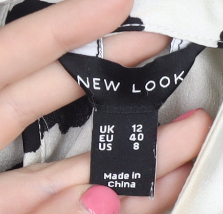 New Look Women's Black & White Animal Print Blouse