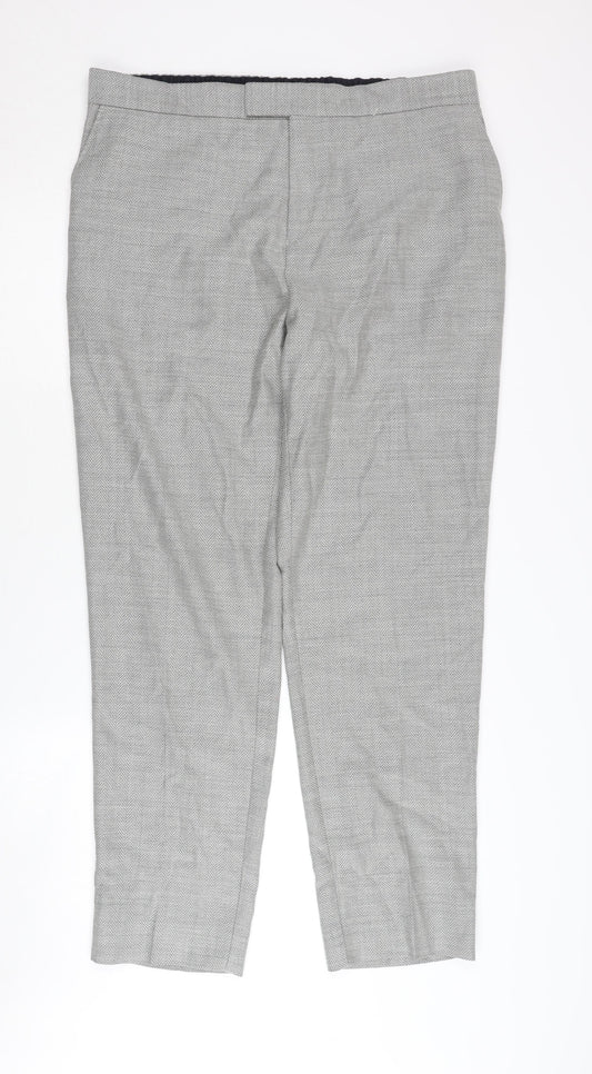 Mens UK Size 30 Ted Baker Regular Fit Dress Pants Grey Trousers