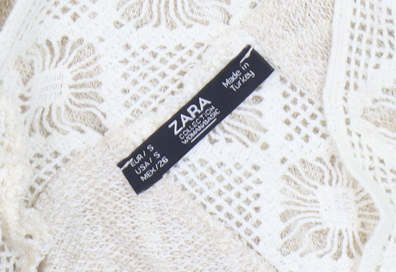 Womens UK Size S Zara Beige Cape Jumper