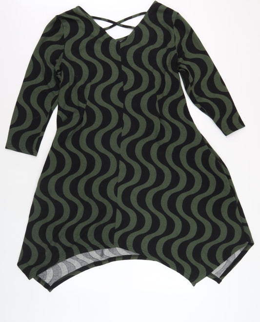 Roman Women's Green A-Line Geometric Dress 10