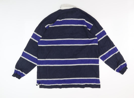 Britches Men's Striped Blue Polo Shirt XL