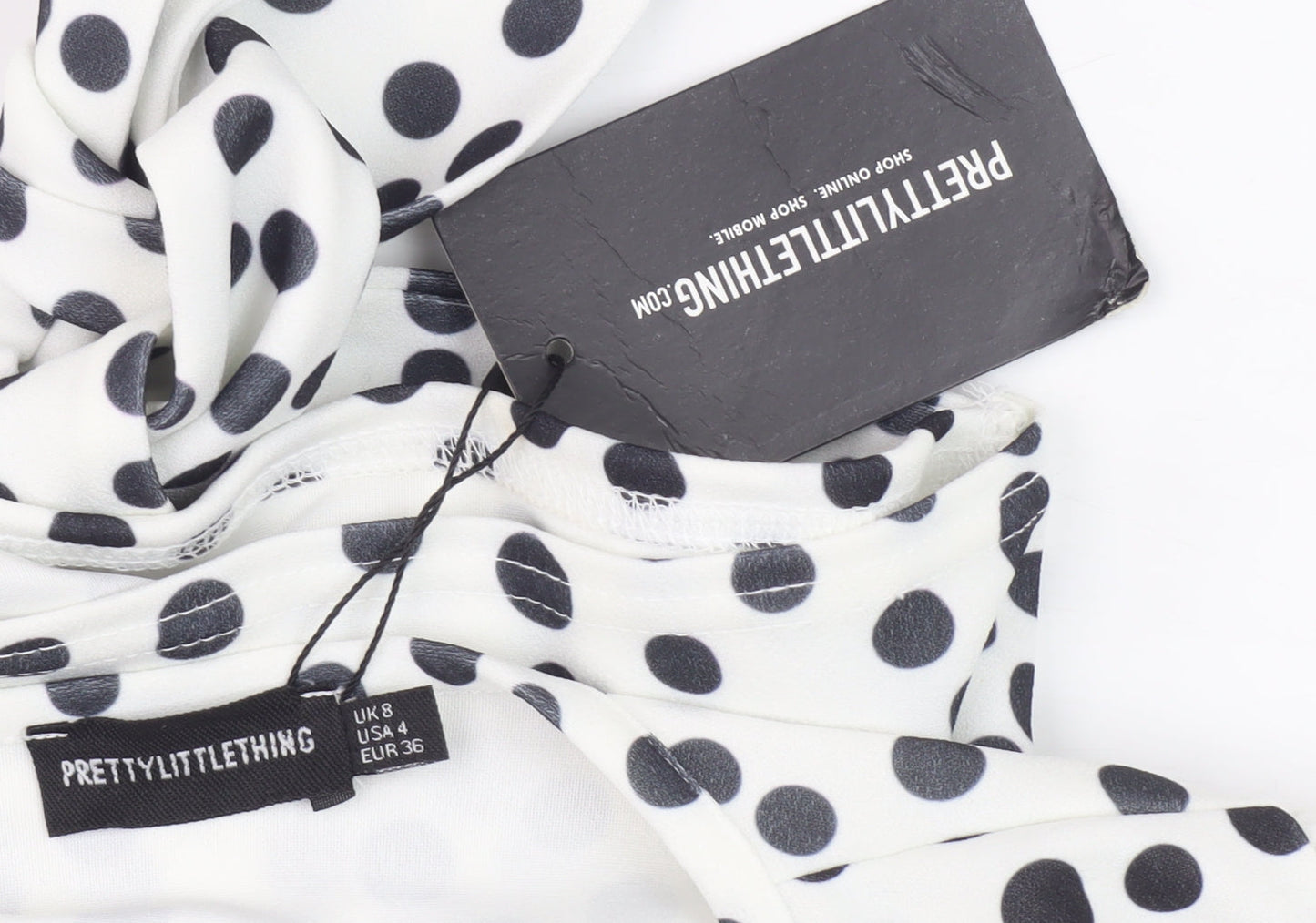 Womens UK Size 8 PRETTYLITTLETHING White Wrap Blouse