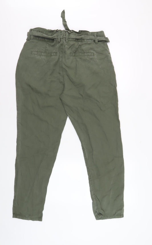 Womens UK Size 12 Gap Relaxed Fit Paperbag Green Trousers