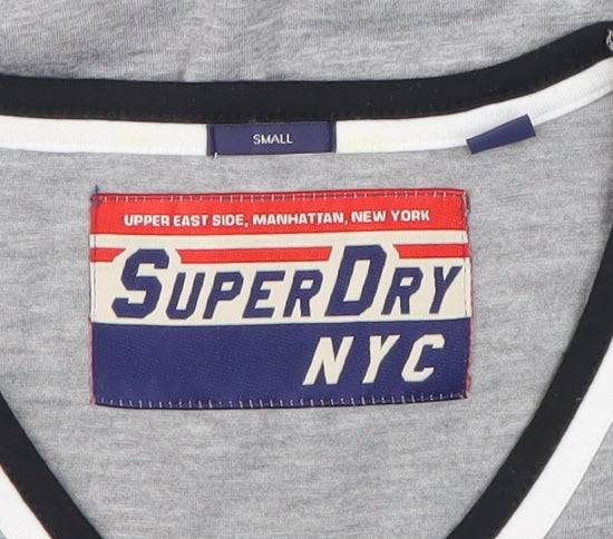 SuperDry Men's Grey V-Neck T-Shirt, Size S