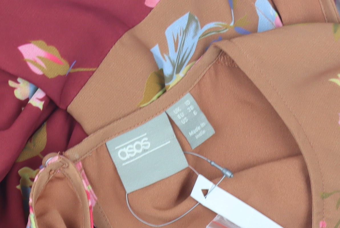Close-up detail of ASOS Women's Multicoloured Floral Jumpsuit, size 10