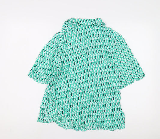 Autograph Women's Green Geometric Button-Up Shirt Size 12
