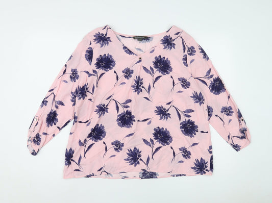 Womens UK Size 14 Bonmarché Pink Basic Blouse