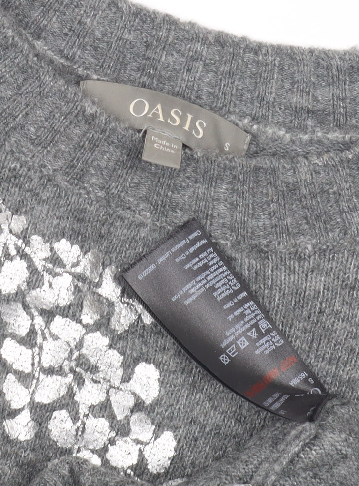 Womens UK Size S Oasis Grey Pullover Jumper