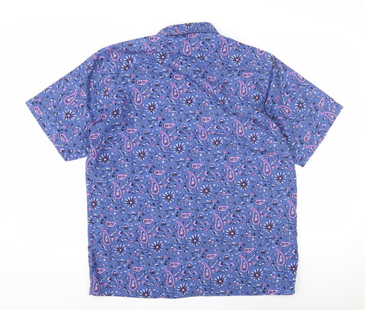 Cotton Traders Unisex Blue Paisley Button-Up Shirt M