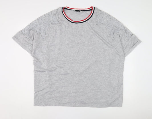 Womens UK Size 24 Capsule Grey Ringer T-Shirt