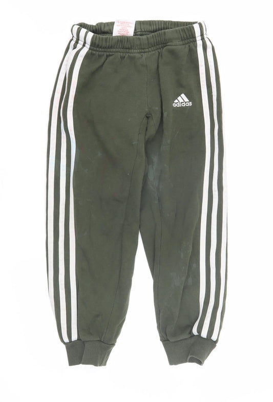 Additional front view of Adidas boys’ green jogger trousers, size 4, years