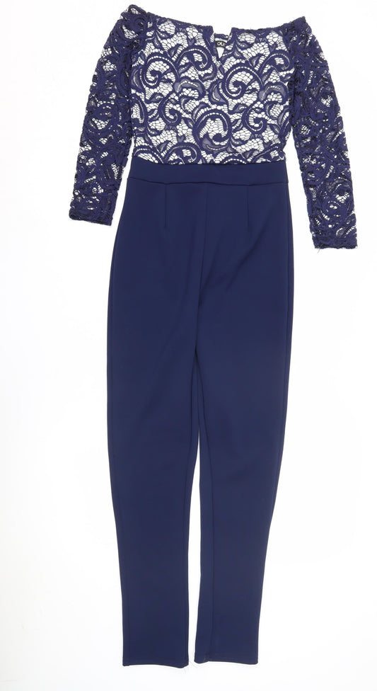 Womens UK Size 8 Quiz One-Piece Blue Jumpsuit
