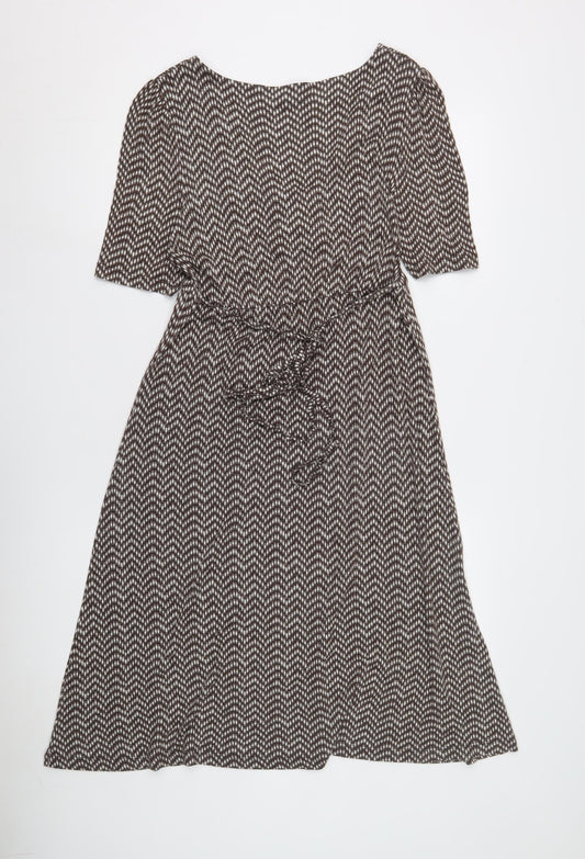 Monsoon Women's Brown Geometric A-Line Dress Size 10