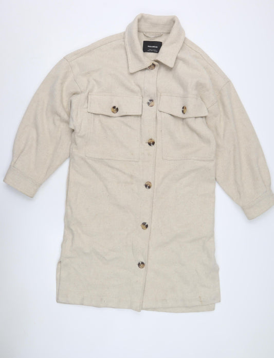 Womens UK Size S Pull&Bear Beige Basic Coat