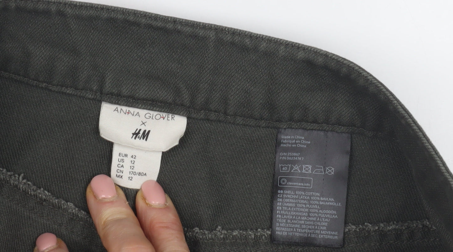 H&M Women's Green Cotton Skirt, Size 14