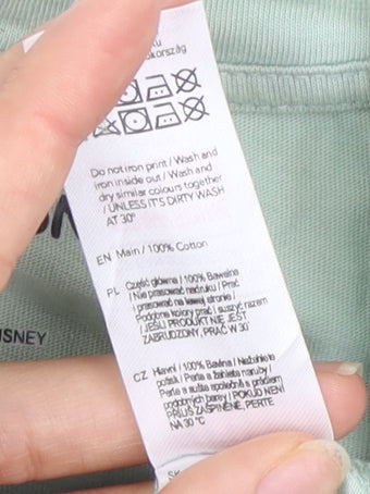 Womens UK Size 8 Disney Green Basic T-Shirt