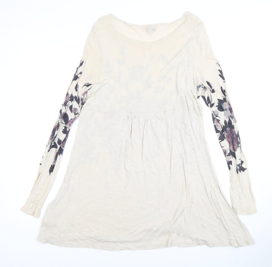 Phase Eight Women's Beige Floral Long Sleeve Dress Size 12