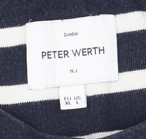 Close-up detail of Peter Werth unisex striped t-shirt, size 12