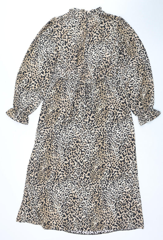 New Look Women's Beige Animal Print Dress Size 10