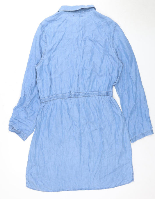Avenue Women's Blue Shirt Dress Size 12 Long Sleeve