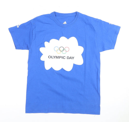 Additional front view of Adidas boys’ blue olympic day t-shirt, size 11-12, years