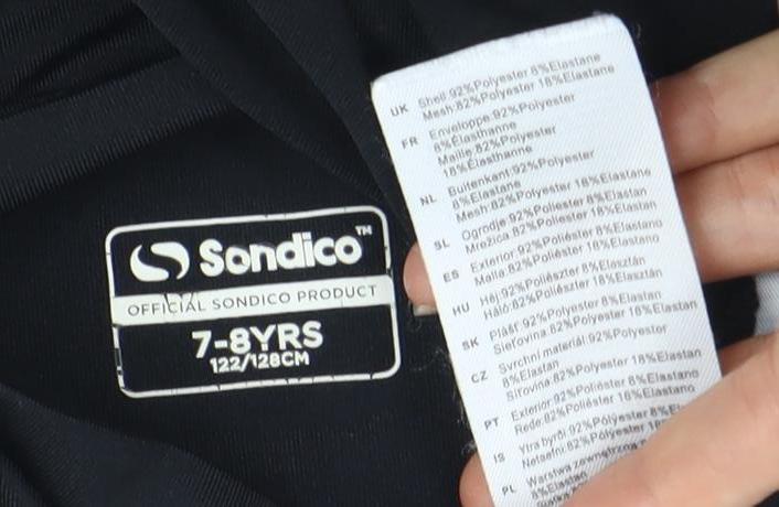 Sondico Boys Black Jersey Top, 7-8 Years, Short Sleeve, Athletic